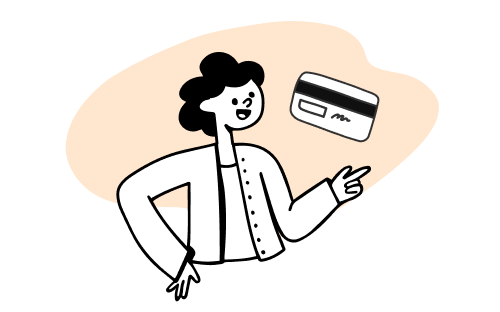 Ilustração de pessoa com cartão de crédito